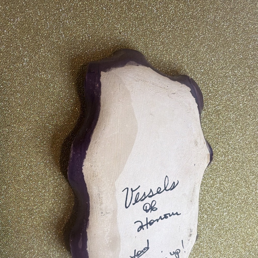 Vessels of Honor Handmade Hand Painted Art Pottery Ceramic Tray Purple Gray - Picture 5 of 8
